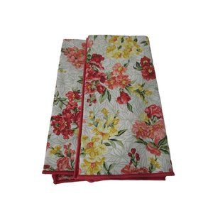 Vintage Floral Napkins Orange Yellow Green Two Napkins No Tags Unused